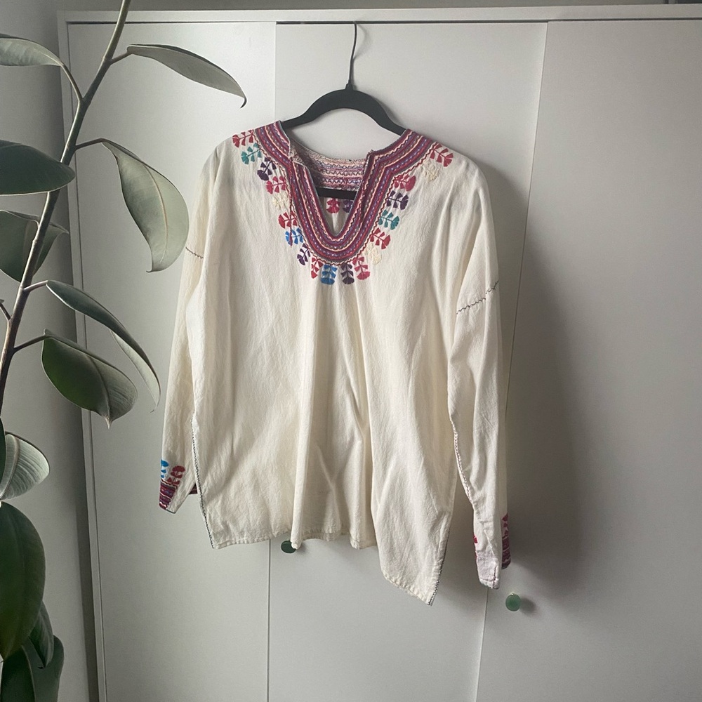 Embroidered White Boho Top